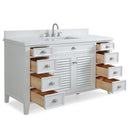 60 Inch Contemporary Style Single Sink White Kalani Bathroom Vanity - Chans Furniture