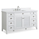 60 Inch Contemporary Style Single Sink White Kalani Bathroom Vanity