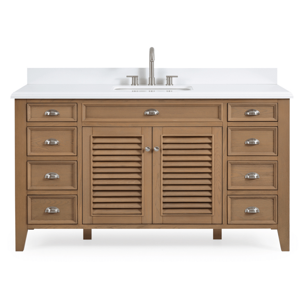 アリサナ　160 60 Inch Single Sink Wood Finish Bathroom Vanity with Quartz