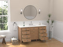 60 Inch Contemporary Style Single Sink Wood Finish Kalani Bathroom Vanity With White Quartz Top