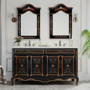 60 Inch Double Sink Bathroom Vanity Decoroso Hand - Painted Floral Design in Black & Gold