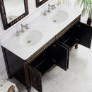 60 Inch Double Sink Bathroom Vanity Decoroso Hand - Painted Floral Design in Black & Gold
