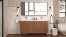60 Inch Fume Double Sink Mango Warm Oak Brown Finish Bathroom Vanity With White Top