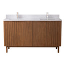 60 Inch Fume Double Sink Mango Warm Oak Brown Finish Bathroom Vanity With White Top