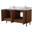 60 Inch Fume Double Sink Mango Warm Oak Brown Finish Bathroom Vanity With White Top