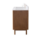 60 Inch Fume Double Sink Mango Warm Oak Brown Finish Bathroom Vanity With White Top