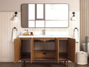 60 Inch Fume Double Sink Mango Warm Oak Brown Finish Bathroom Vanity With White Top