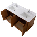 60 Inch Fume Double Sink Mango Warm Oak Brown Finish Bathroom Vanity With White Top