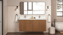 60 Inch Fume Double Sink Mango Warm Oak Brown Finish Wall Mount Floating Style Bathroom Vanity