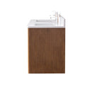 60 Inch Fume Double Sink Mango Warm Oak Brown Finish Wall Mount Floating Style Bathroom Vanity