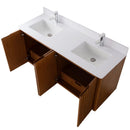 60 Inch Fume Double Sink Mango Warm Oak Brown Finish Wall Mount Floating Style Bathroom Vanity