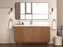 60 Inch Fume Single Sink Mango Warm Oak Brown Finish Bathroom Vanity With White Top