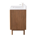 60 Inch Fume Single Sink Mango Warm Oak Brown Finish Bathroom Vanity With White Top