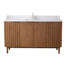 60 Inch Fume Single Sink Mango Warm Oak Brown Finish Bathroom Vanity With White Top