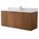 60 Inch Fume Single Sink Mango Warm Oak Brown Finish Wall Mount Floating Style Bathroom Vanity