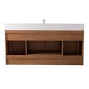 60 Inch Fume Single Sink Mango Warm Oak Brown Finish Wall Mount Floating Style Bathroom Vanity