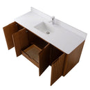 60 Inch Fume Single Sink Mango Warm Oak Brown Finish Wall Mount Floating Style Bathroom Vanity