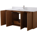 60 Inch Fume Single Sink Mango Warm Oak Brown Finish Wall Mount Floating Style Bathroom Vanity