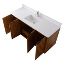 60 Inch Fume Single Sink Mango Warm Oak Brown Finish Wall Mount Floating Style Bathroom Vanity