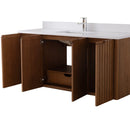 60 Inch Fume Single Sink Mango Warm Oak Brown Finish Wall Mount Floating Style Bathroom Vanity