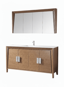60 inch Larvotto Light Wheat Contemporary Single Sink Bathroom Vanity