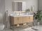 60 Inch Light Oak Lima Double Sink Bathroom Vanity With Open Shelf & Gold Leg Base - Chans Furniture