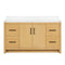 60 Inch Light Oak Sandi Single Sink Bathroom Vanity Toe Kick Style With White Quartz Top - Chans Furniture