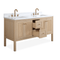 60 Inch Modern Light Oak Sera Double Sink Bathroom Vanity With White Quartz Top - Chans Furniture