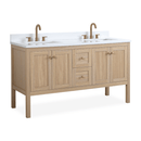 60 Inch Modern Light Oak Sera Double Sink Bathroom Vanity With White Quartz Top