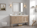 60 Inch Modern Light Oak Sera Double Sink Bathroom Vanity With White Quartz Top