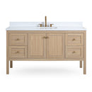 60 Inch Modern Light Oak Sera Single Sink Bathroom Vanity With White Quartz Top