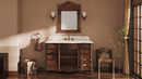 60 Inch Traditional Single Sink Bathroom Vanity Antique Brown with White Quartz Top