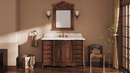 60 Inch Traditional Single Sink Bathroom Vanity Antique Brown with White Quartz Top