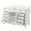 60 Inch Traditional Single Sink Bathroom Vanity Antique White with White Quartz Top