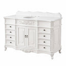 60 Inch Traditional Single Sink Bathroom Vanity Antique White with White Quartz Top