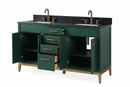 60" Tennant Brand Modern Style Hunter Green Beatrice Double Sink Bathroom Vanity