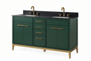 60" Tennant Brand Modern Style Hunter Green Beatrice Double Sink Bathroom Vanity