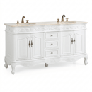 64 Inch Antique White Traditional Style Double Sink Marble Top Beckham Bathroom Vanity