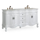 64 Inch Antique White Traditional Style Double Sink White Top Beckham Bathroom Vanity