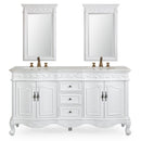 64 Inch Antique White Traditional Style Double Sink White Top Beckham Bathroom Vanity