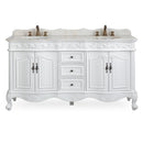 64 Inch Antique White Traditional Style Double Sink White Top Beckham Bathroom Vanity