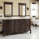 64 Inch Brown Traditional Style Double Sink Cream Marble Top Beckham Bathroom Vanity