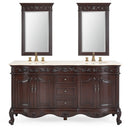 64 Inch Brown Traditional Style Double Sink Cream Marble Top Beckham Bathroom Vanity