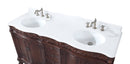 64 Inch Brown Traditional Style Double Sink White Marble Top Beckham Bathroom Vanity - Chans Furniture