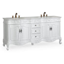 72 Inch Antique White Traditional Style Double Sink White Top Beckham Bathroom Vanity