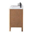 72 Inch Barque Double Sink Warm Oak Brown Finish Bathroom Vanity With White Top