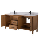 72 Inch Barque Double Sink Warm Oak Brown Finish Bathroom Vanity With White Top