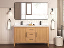 72 Inch Barque Double Sink Warm Oak Brown Finish Bathroom Vanity With White Top