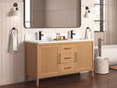 72 Inch Barque Double Sink Warm Oak Brown Finish Bathroom Vanity With White Top