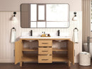 72 Inch Barque Double Sink Warm Oak Brown Finish Bathroom Vanity With White Top